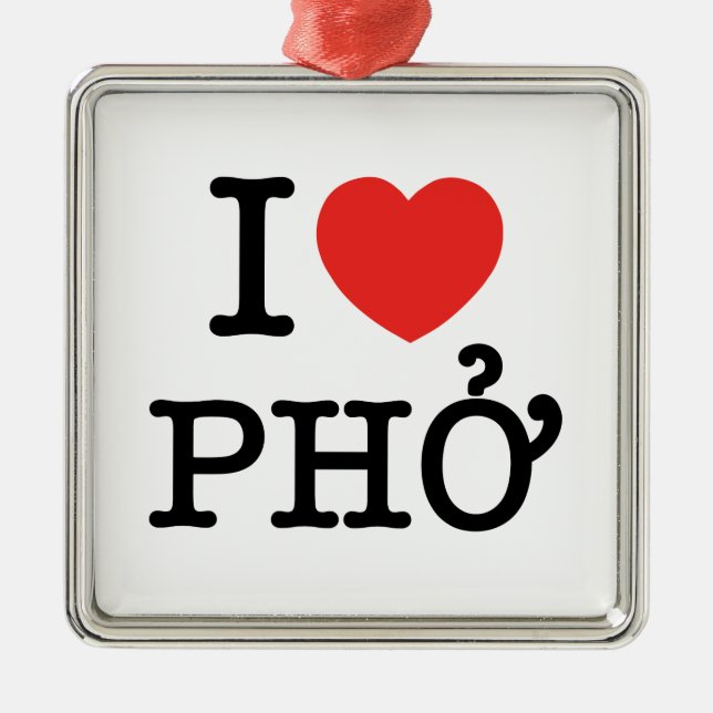 I Heart (Love) Pho Metal Tree Decoration (Front)