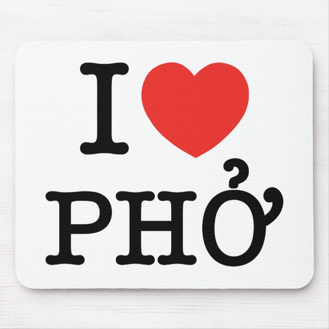 I Heart (Love) Pho Mouse Pad (Front)