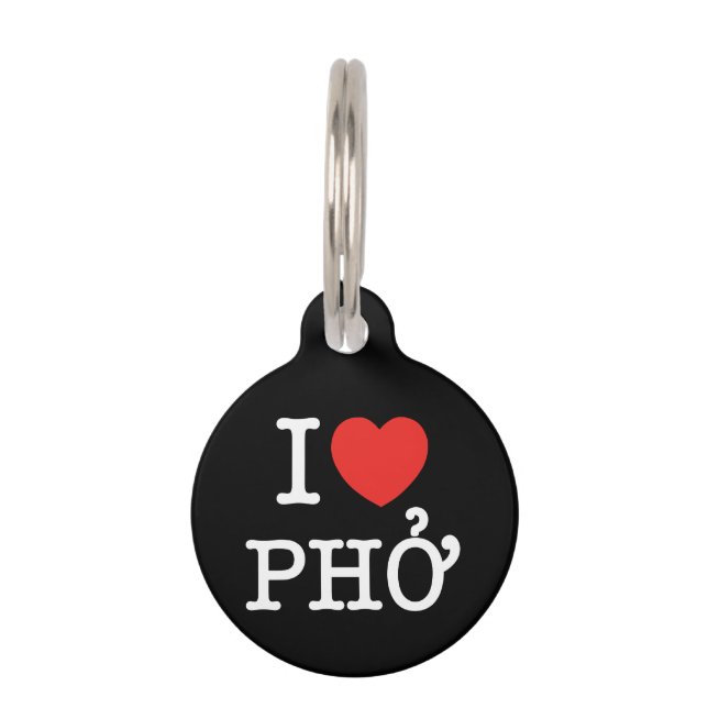 I Heart (Love) Pho Pet Tag (Front)