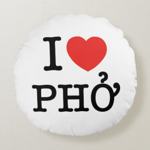 I Heart (Love) Pho Round Cushion