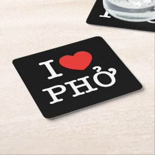 I Heart (Love) Pho Square Paper Coaster