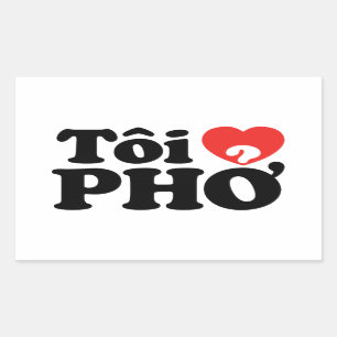 I Heart (Love) Pho (Tôi ❤ PHỞ) Vietnamese Lan Rectangular Sticker