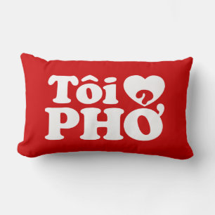 I Heart (Love) Pho (Tôi ❤ PHỞ) Vietnamese Language Lumbar Cushion