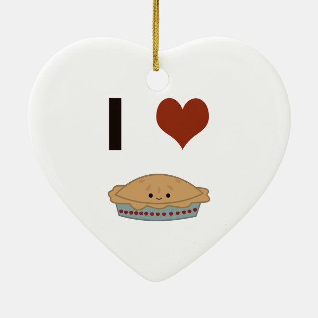 I heart (love) Pie Ceramic Tree Decoration (Back)