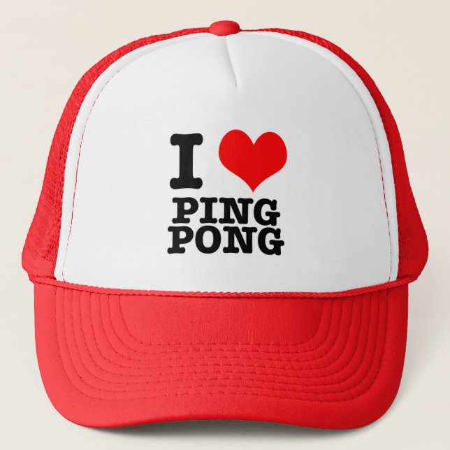 I HEART (LOVE) PING PONG TRUCKER HAT (Front)