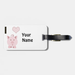 I Heart (love) Pink Pigs Luggage Tag