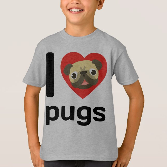 I heart (love) pugs T-Shirt (Front)