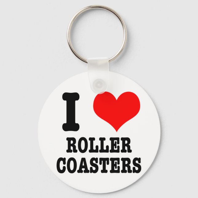 I HEART (LOVE) roller coasters Key Ring (Front)