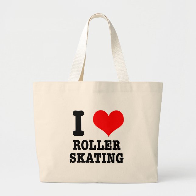 I HEART (LOVE) ROLLER SKATING LARGE TOTE BAG (Front)
