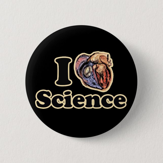 I Heart Love Science Anatomically Correct 6 Cm Round Badge (Front)
