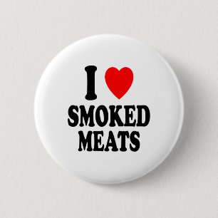 I Heart (love) Smoked Meats Bbq Outdoors Summer Sm 6 Cm Round Badge