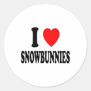I Heart (love) Snowbunnies Skiing Snowboarding Att Classic Round Sticker