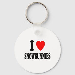 I Heart (love) Snowbunnies Skiing Snowboarding Att Key Ring