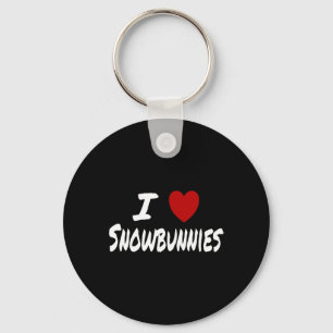 I Heart (love) Snowbunnies Skiing Snowboarding Att Key Ring