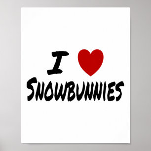 I Heart (love) Snowbunnies Skiing Snowboarding Att Poster