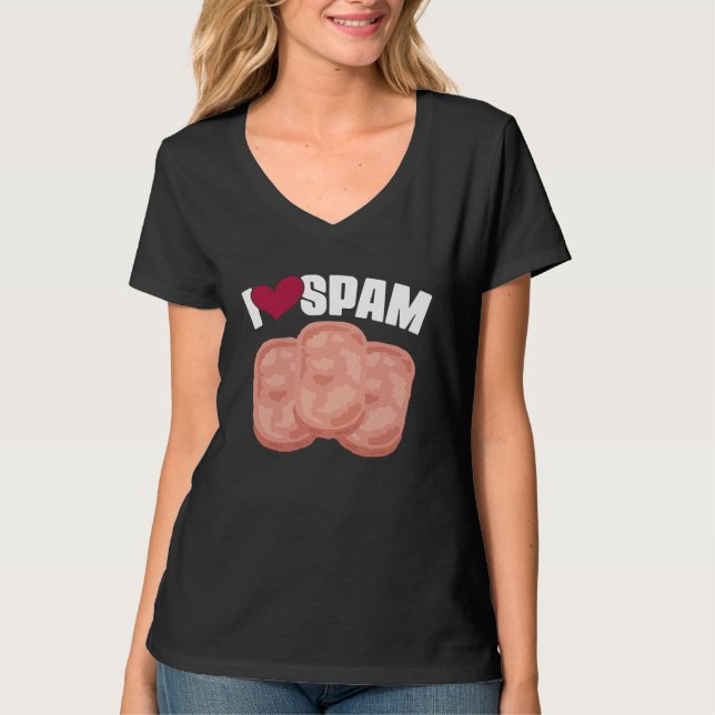 I Heart Love Spam Canned Cooked Pork Food  Spam T-Shirt (Front)