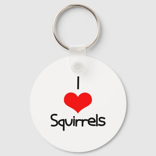 I Heart (Love) Squirrels Key Ring (Front)