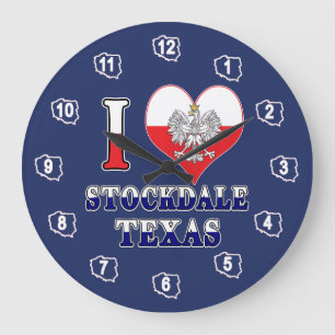 I Heart Love Stockdale Texas Large Clock