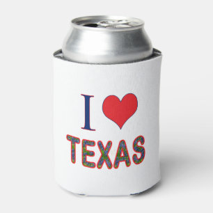 I (Heart) Love Texas Bluebonnet Can Cooler