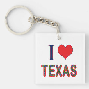 I (Heart) Love Texas Bluebonnet Key Ring