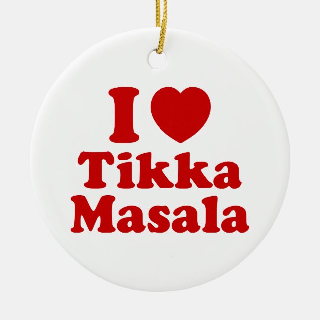 I Heart (Love) Tikka Masala Ceramic Tree Decoration (Front)