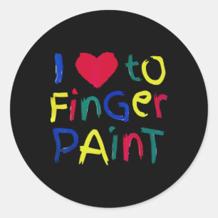 I Heart Love To Finger Paint I'm Paint Cute Couple Classic Round Sticker
