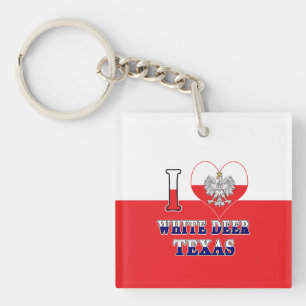 I Heart Love White Deer Texas Key Ring