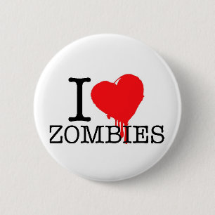 I HEART LOVE ZOMBIES 6 CM ROUND BADGE