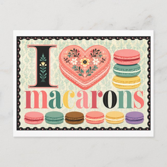 "I [Heart] Macarons" Postcard (Front)