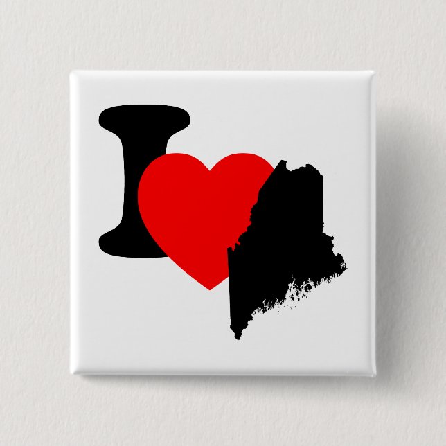 I Heart Maine 15 Cm Square Badge (Front)