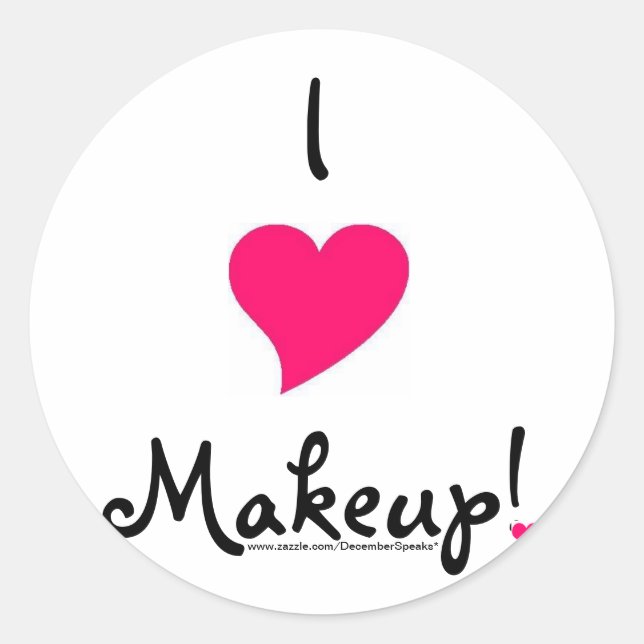 I heart makeup! classic round sticker (Front)