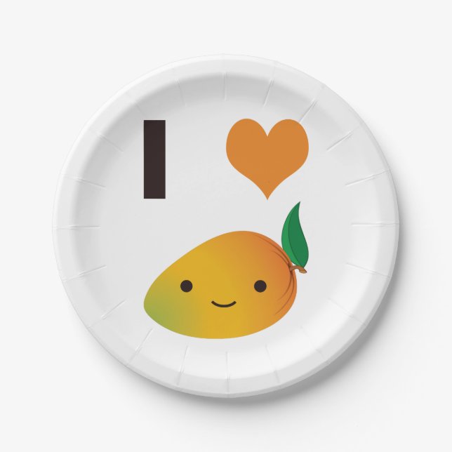 I heart Mango Paper Plate (Front)