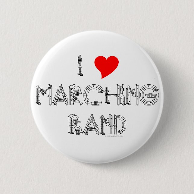 I Heart Marching Band 6 Cm Round Badge (Front)
