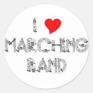 I Heart Marching Band Classic Round Sticker
