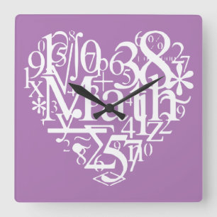 I Heart Math, Funny Science , Math Teacher Square Wall Clock