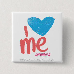 I Heart Me Aqua/Pink 15 Cm Square Badge
