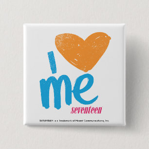 I Heart Me Orange/Aqua 15 Cm Square Badge