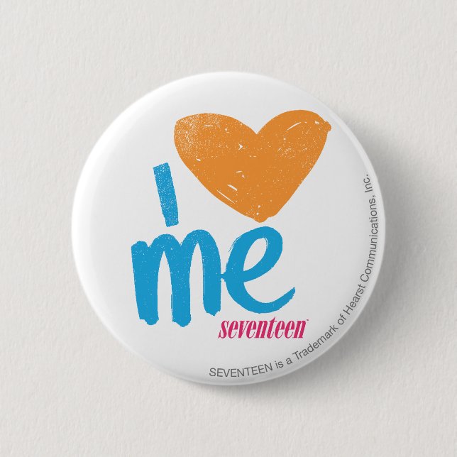 I Heart Me Orange/Aqua 6 Cm Round Badge (Front)