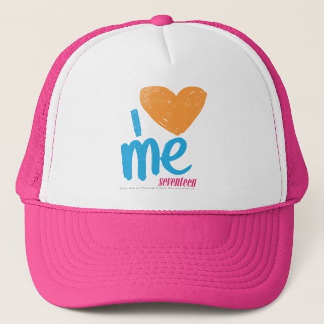 I Heart Me Orange/Aqua Trucker Hat (Front)