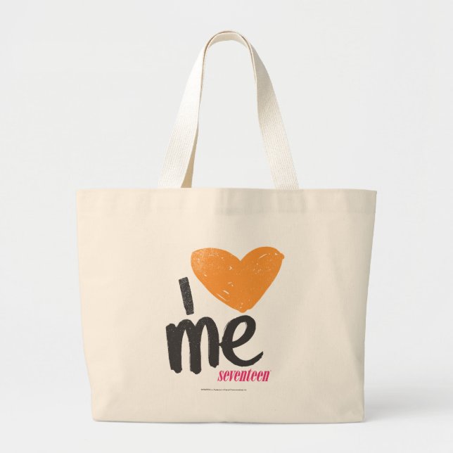 I Heart Me Orange Large Tote Bag (Front)