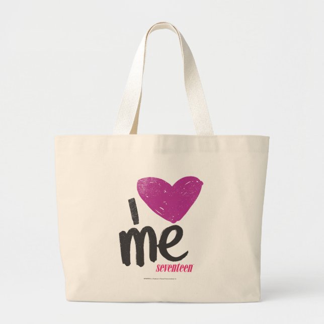 I Heart Me Purple Large Tote Bag (Front)