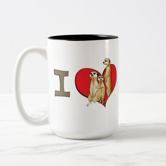 I heart meerkats Two-Tone coffee mug (Left)