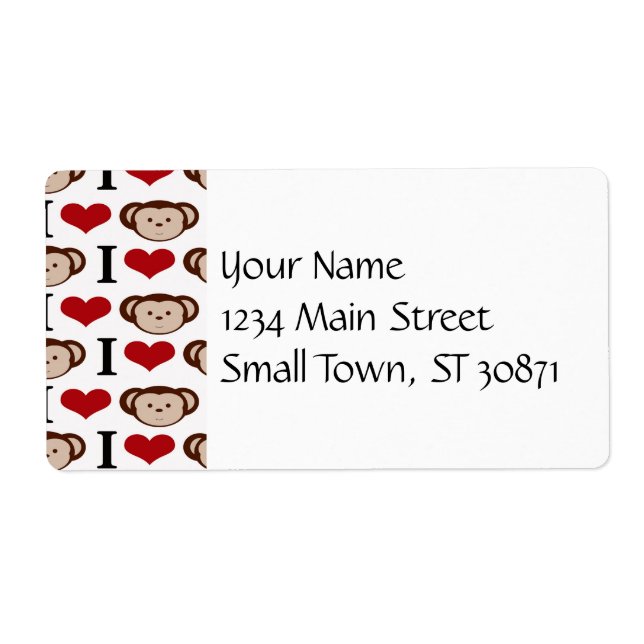 I Heart Monkeys I Love Monkey Valentines Gift (Front)