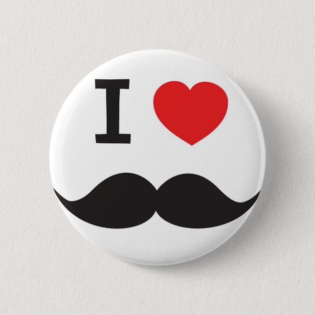 I Heart Moustache 6 Cm Round Badge (Front)
