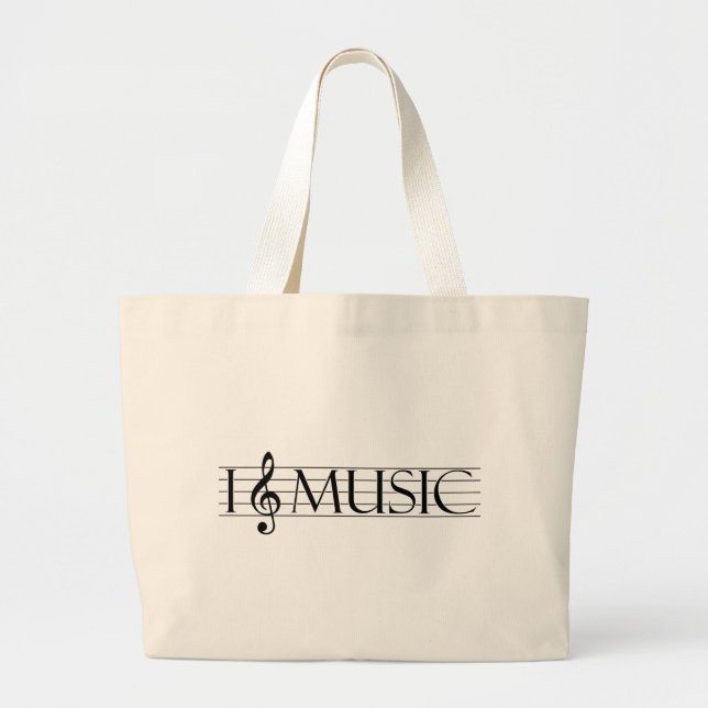 i heart music 2 large tote bag (Front)