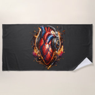 I Heart Music Beach Towel