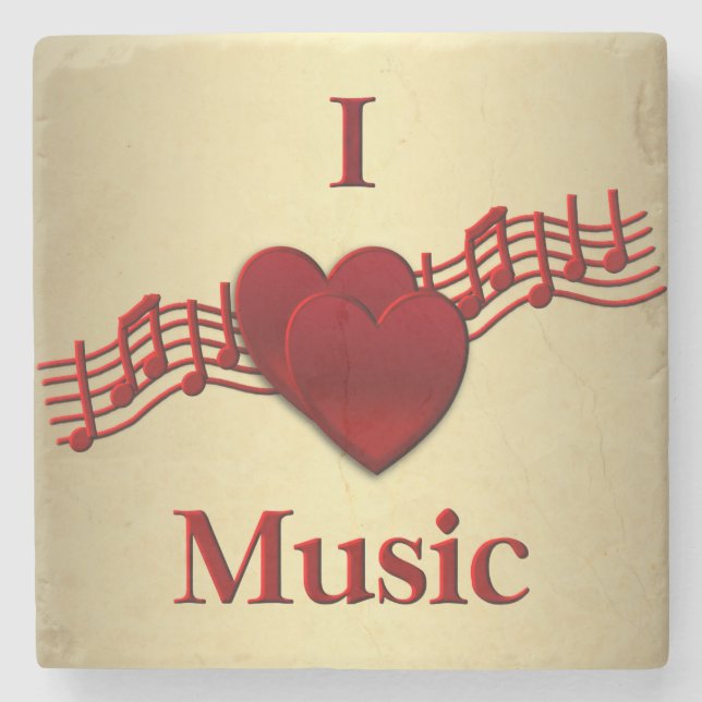 I Heart Music Stone Coaster (Front)