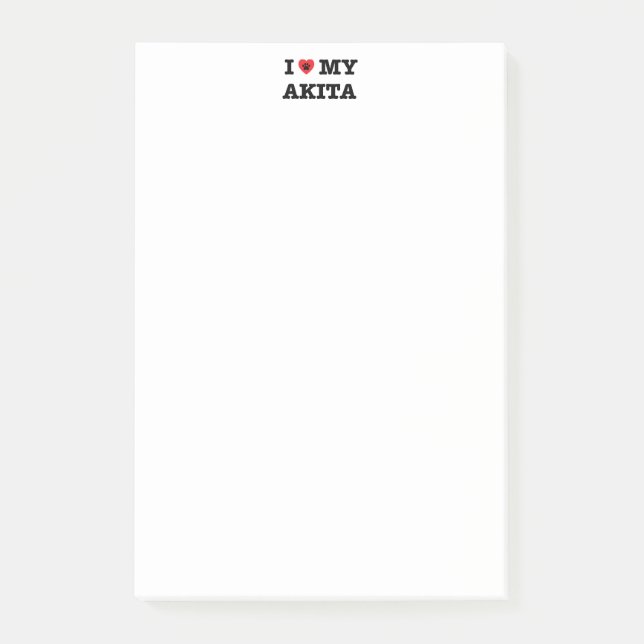 I Heart My Akita 4 x 6 Post-it Notes (Front)