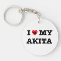 I Heart My Akita Acrylic Keychain