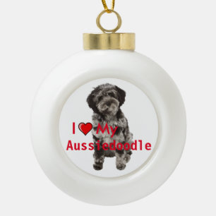 I heart my Aussidoodle Ceramic Christmas Ornament